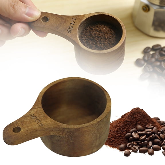 1/2 Cup Kitchen Measuring Cups Wooden Dry Measuring Cups Measuring Coffee Cup Scoop for Baking, Cooking, Measuring, Home Kitchen Accessories