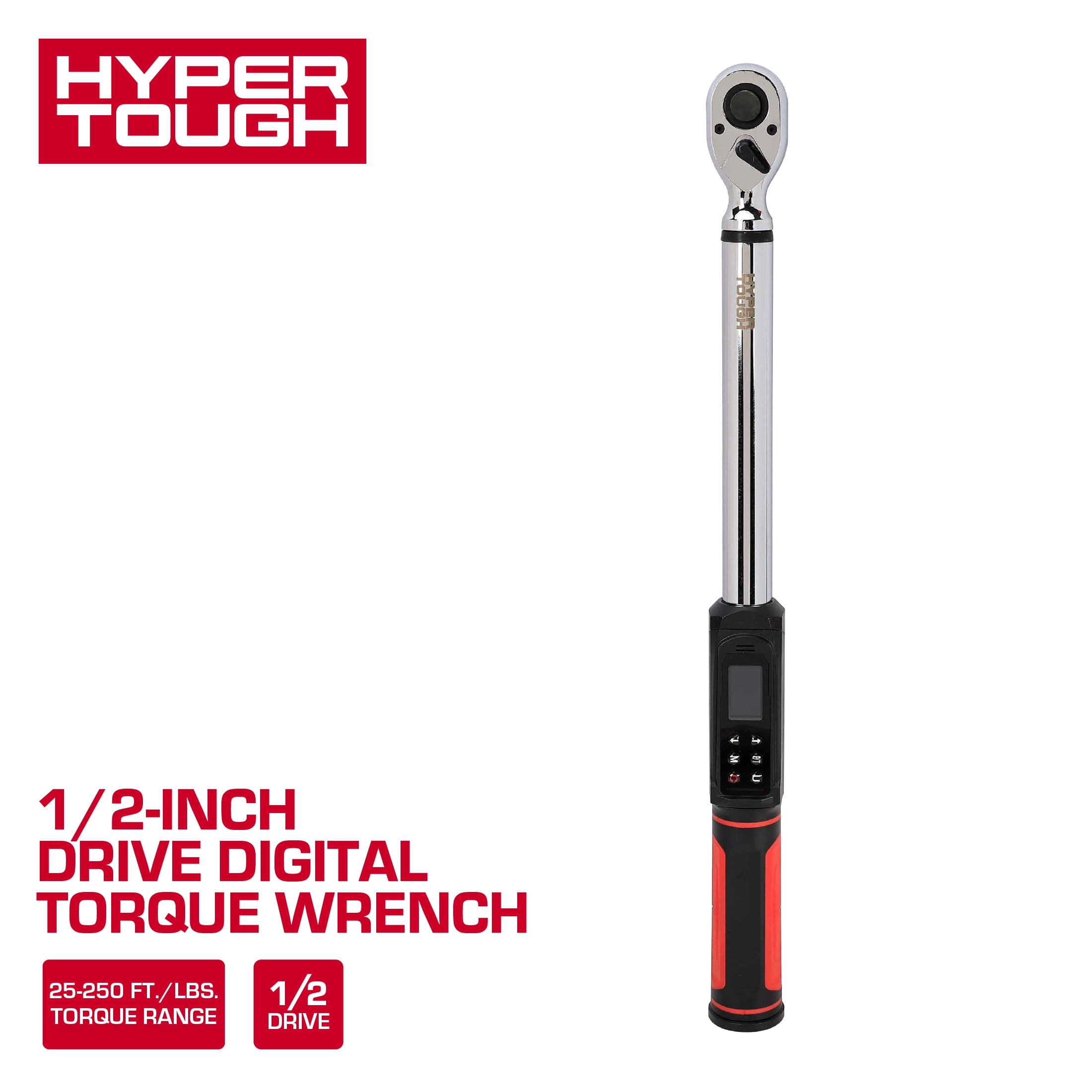 Hyper Tough 1/2-inch Drive Digital Torque Wrench, 25 - 250 ft/lbs
