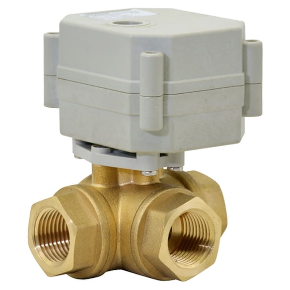 1/2" DN15 Five wires control Electric Ball Valve,AC/DC9-24V Brass 3-way Motorized Ball Valve