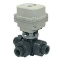 thumbnail image 1 of 1/2" DN15 Five wires control Electric Ball Valve,DC12V 3-way PVC Motorized Ball Valve,With manual function, 1 of 5