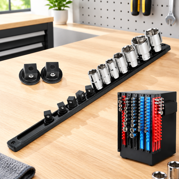 1/2" DR Aluminum Alloy Socket Holder Organizer Rail Tray for Tool Box Drawers
