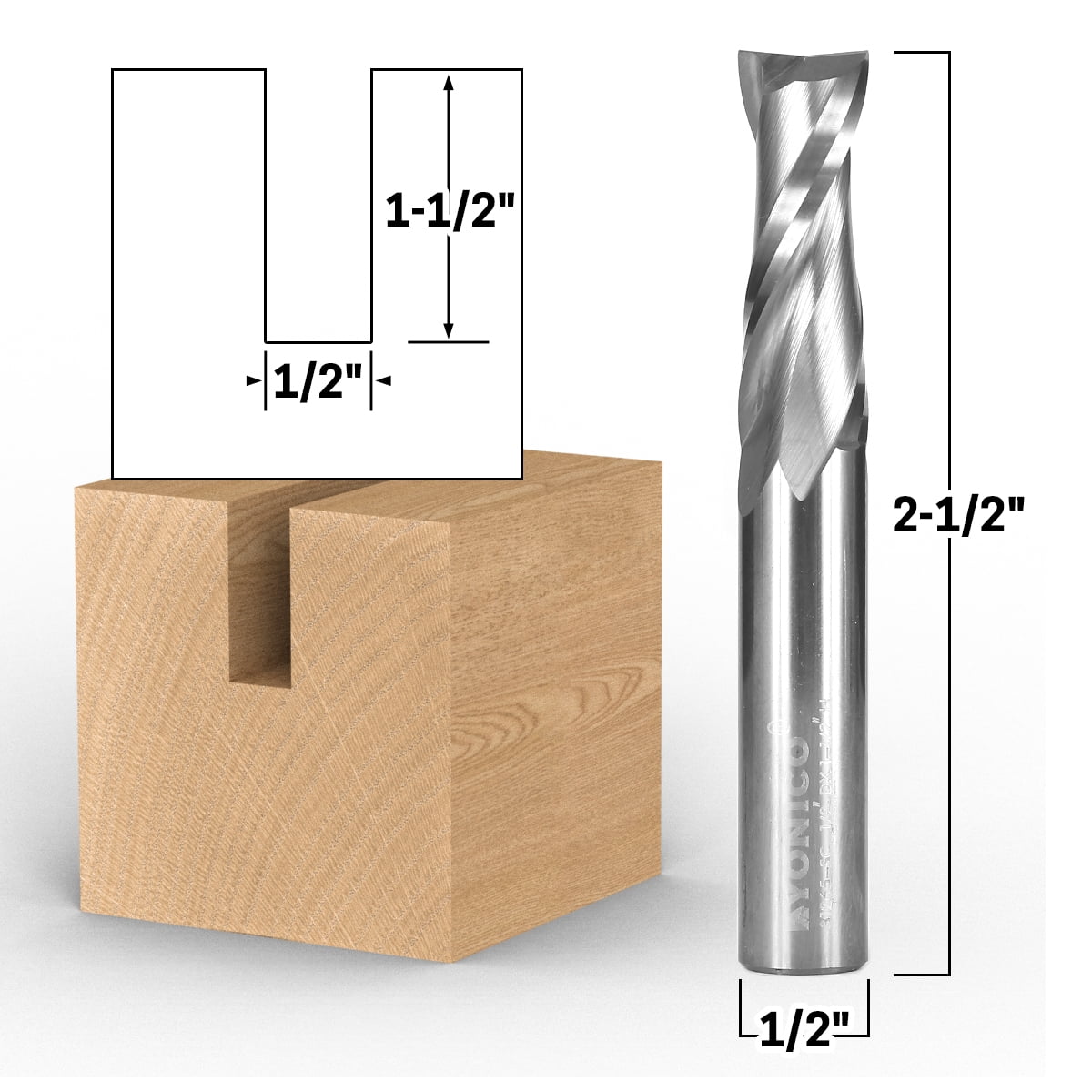 1/2" Dia. 2 Flute Upcut Spiral End Mill CNC Router Bit - 1/2" Shank - Yonico 31265-SC