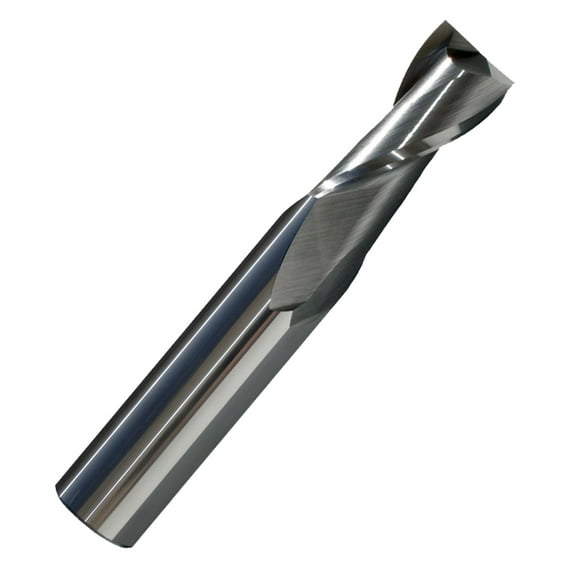 1/2" Diameter 2 Flute Single End Carbide End Mill 30 Helix, Bright 1" Flute Length, 3"OAL