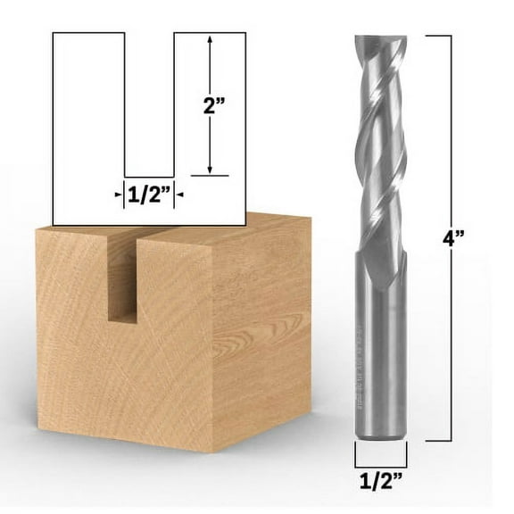 1/2" Diameter 2 Flute Upcut Spiral End Mill CNC Router Bit - 1/2" Shank - Yonico 31263-SC