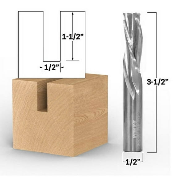 1/2" Diameter 3 Flute Low Helix Downcut Spiral End Mill CNC Router Bit - 1/2" Shank - Yonico 36360-SC