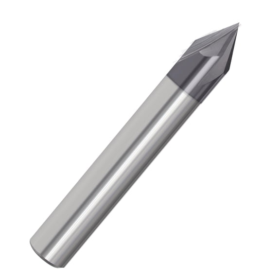 1/2" Diameter 4 Flute Single End Pointed Tip 60 Included Angle TiALN Carbide Chamfer Mill , 1/2"SHANK, 3"OAL