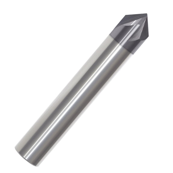 1/2" Diameter 4 Flute Single End Pointed Tip 90 Included Angle TiALN Carbide Chamfer Mill , 1/2"SHANK, 3"OAL