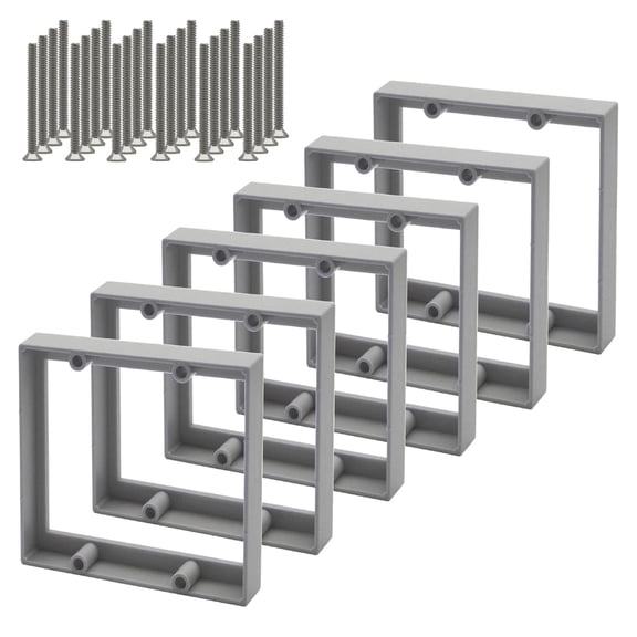 1/2” Double Gang Receptacle Outlet Box Extender,Gray Electrical Outlet Box Extender with Screws,Complies with Applicable Electrical Codes,6Pack