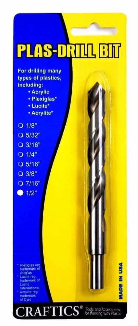 1/2" Drill Bit for Plastic (Acrylics, Plexiglas, Lexan, ABS, PVC, and