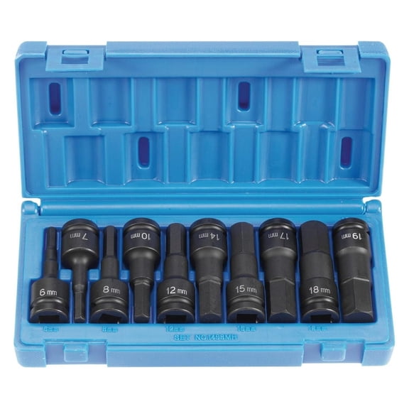 1/2" Drive 10 Piece Metric Hex Driver Set
