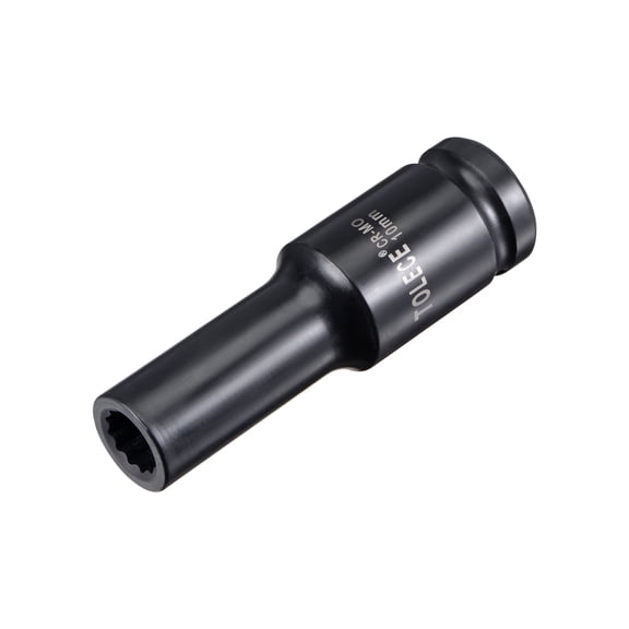 1/2" Drive 10mm 12-Point Deep Impact Socket, CR-MO Steel 78mm Length, Metric Sizes
