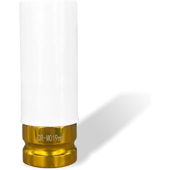 1/2" Drive 19 mm Lug Nut Impact Socket, Non-Marring Deep Lug Nut Socket, Thin Wall Wheel Rim Protector Sleeved Socket (19mm/0.7inch)