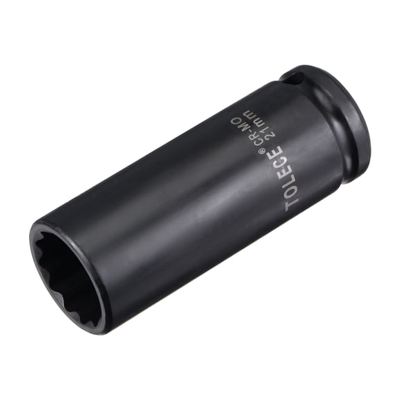 1/2" Drive 22mm 12-Point Deep Impact Socket, CR-MO Steel 78mm Length, Metric Sizes