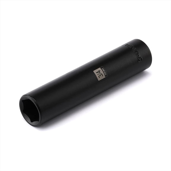 1/2" Drive 3/4" Extra Long Deep Impact Socket, CR-MO, 6 Point, 5 Inch Long