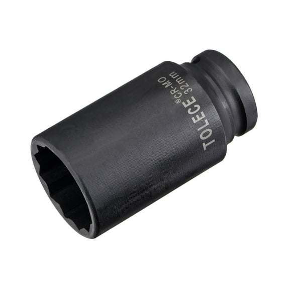 1/2" Drive 32mm 12-Point Deep Impact Socket, CR-MO Steel 78mm Length, Metric Sizes