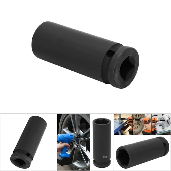 1/2" Drive 6-Point Deep Impact Socket Set - 21mm 22mm 24mm Steel Pneumatic Ratchet Socket with Black Satin Finish 2 Inch 24mm