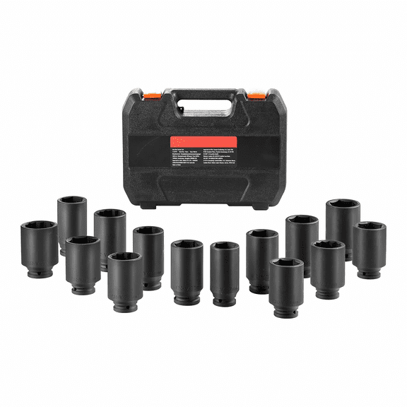 1/2" Drive Axle Nut Impact Socket Set 14PC Metric - 6 & 12 Point - CR-V Steel - Vehicle Maintenance & Repair - Truck, Car, SUV