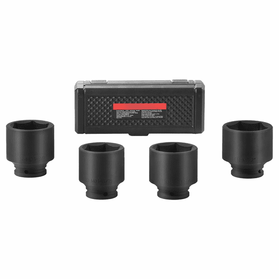 1/2" Drive Axle Nut Socket Set - 4 Piece SAE Impact Socket Set, CR-MO Steel, 6-Point, with Storage Case for Auto Repair