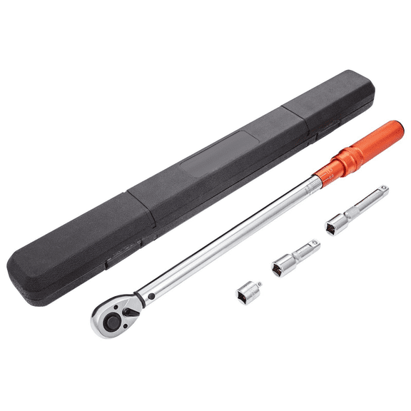 1/2" Drive Click Torque Wrench 20-250 ft-lbs, Dual-Range Torque Wrench Set 34-340 N.m with Adapters, Mechanical Adjustable Torque Tool Kit for Automotive Repair