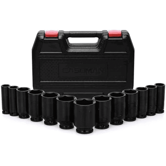 1/2 Drive Deep Big Impact Socket Set, 13-Piece Large Spindle Axle Nut Impact Wrench Socket Set, 6 Point, CR-MO, Metric, 17mm - 41mm$$Tools & Hardware Other