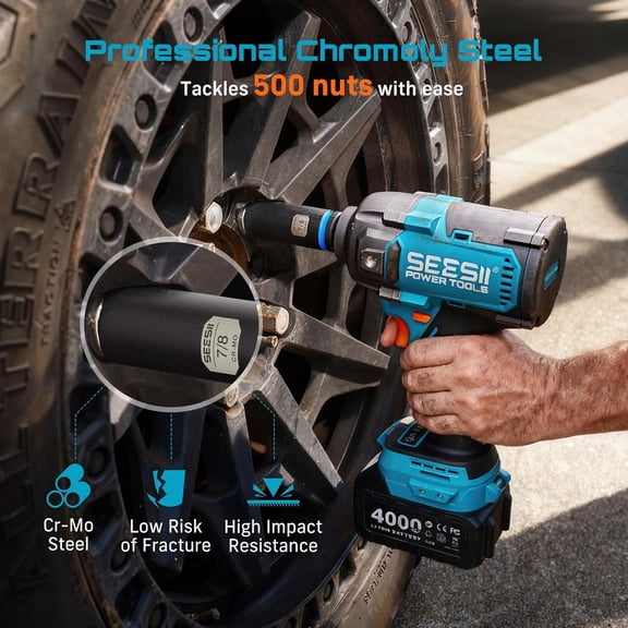 1/2" Drive Deep Impact Socket Set, SAE & Metric Sockets (5/16"-15/16" & 10-24mm), Professional CR-MO Steel, 6-Point for Impact Wrench, Automotive & Truck Repair Tool Kit