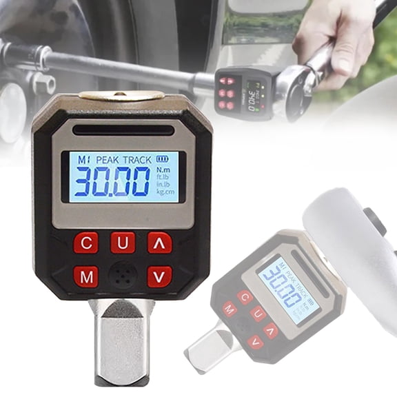 1/2" Drive Digital Torque Adapter – Turns Any Ratchet into Precision Torque Wrench with Buzzer & LED Alert, ±2% Accuracy in ft-lb/Nm/in-lb/kg-cm for Automotive & DIY