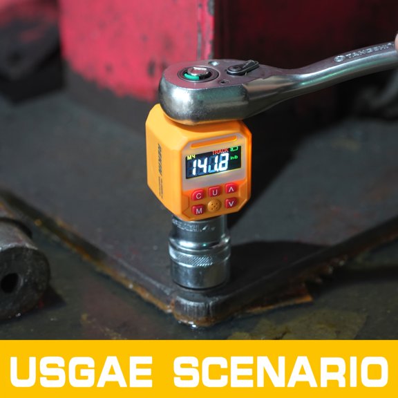 1/2" Drive Digital Torque Meter 7.4-147.5 Ft-lb/10-200 Nm Torque Wrench Converter Preset Data Storage Buzzer LED Indicator 2% Accuracy For Bike Motorcycle Auto Repair