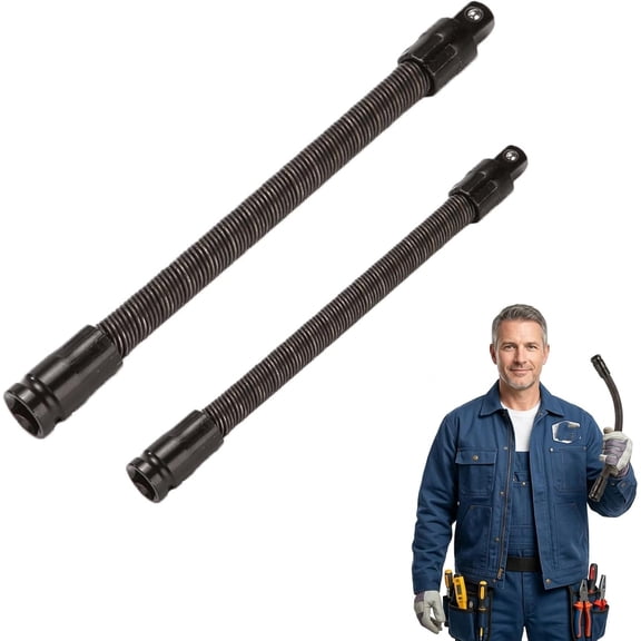 1/2" Drive Flexible Socket Extension Bar, 360° Bendable Spring Shaft Extender for Ratchet Wrench, Heavy Duty Flex Reaching Tool for Auto Repair & Tight Spaces (250+350mm)