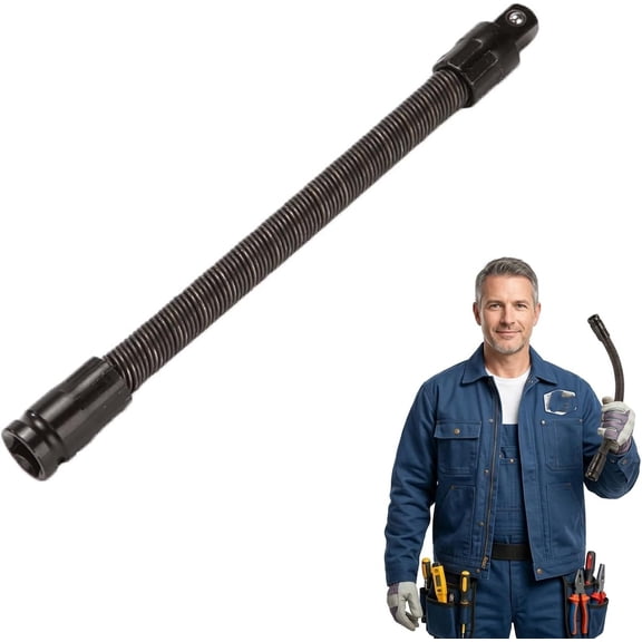 1/2" Drive Flexible Socket Extension Bar, 360° Bendable Spring Shaft Extender for Ratchet Wrench, Heavy Duty Flex Reaching Tool for Auto Repair & Tight Spaces (250mm)