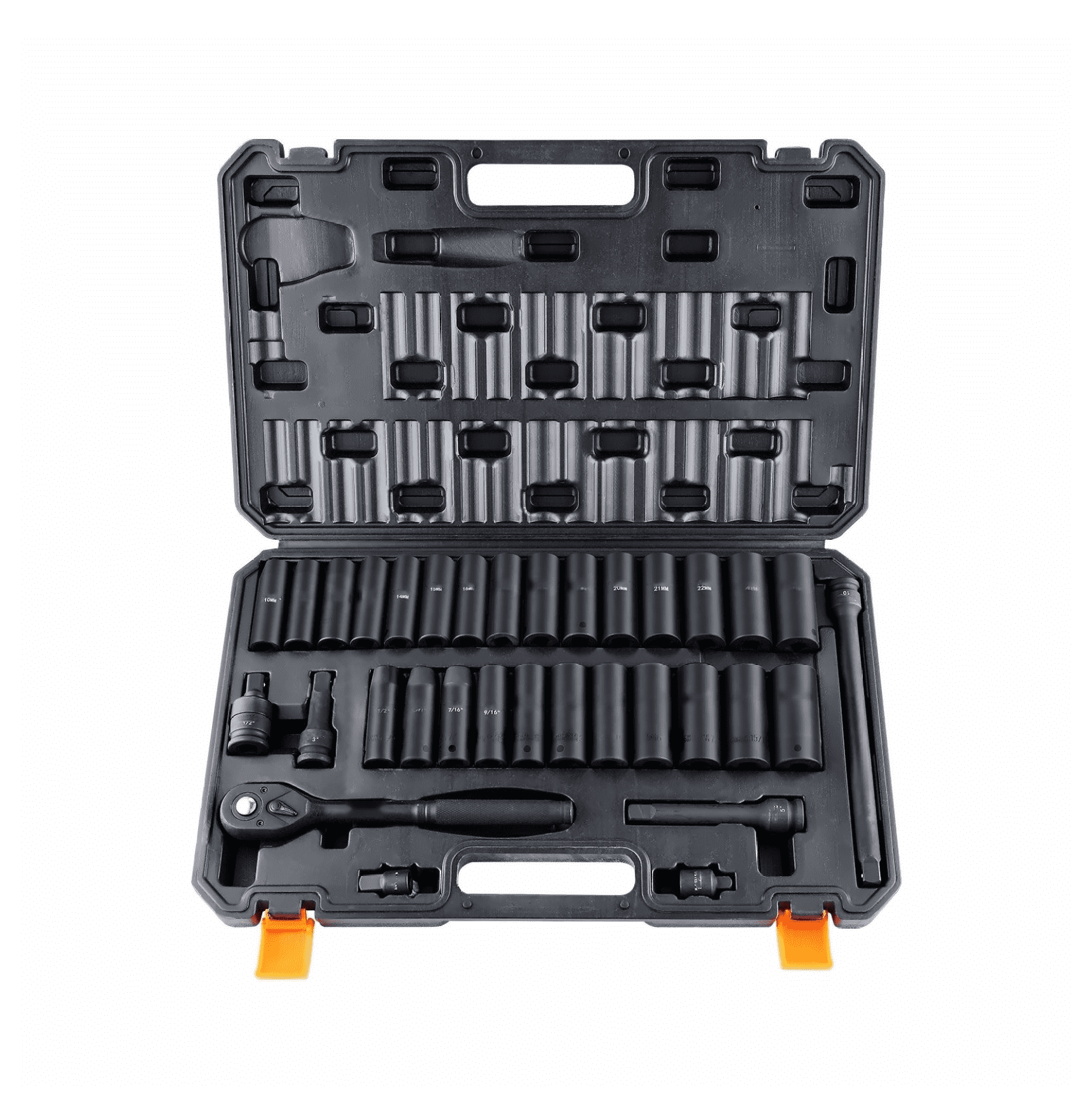 1/2" Drive Impact Socket Set 33 Piece - SAE & Metric - Auto Repair Tool Set
