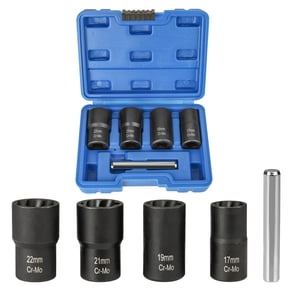 1/2" Drive Nut Bolt Extractor Set with Center Punch Bar,Tonsiki 5PCS Easy Out Lug Nuts Remover Socket Set Tool