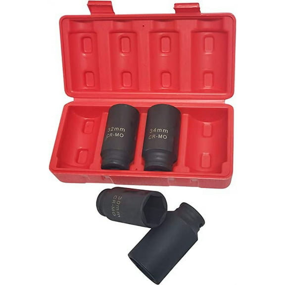 1/2" Drive Spindle Axle Nut Deep Socket Set (Metric) (6-POINT)