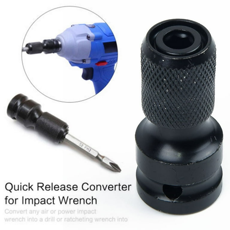 1 2 Drive To 1 4 Hex Drill Chuck Converter Socket Adapter For Impact Wrench Walmart