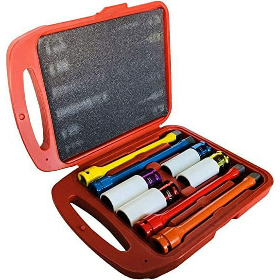 1/2" Drive Torque Color Coded Impact Extension Bar & Impact Sockets CR-MO (8-Piece Set)