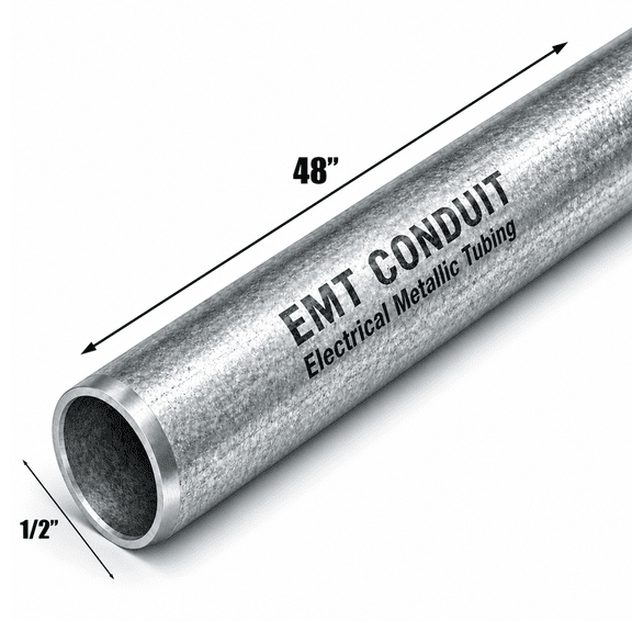 Galvanized Steel Electrical Conduit Pipe Emt 1/2 in Dia x 48 in Length