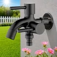 thumbnail image 1 of 1 in 2 Out Faucet, Dual Control Water Tap with Separate Switches, Heavy-Duty Outdoor Garden Faucet for Balcony, Patio, Laundry Room, Utility Sink, DIY 1/2 Inch Connection Compact Design, 1 of 6