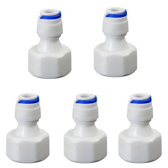 1/2" Female Thread Straight to 1/4" OD Push-In Quick Connect Fitting for RO Water Purifier System, 5 Pack