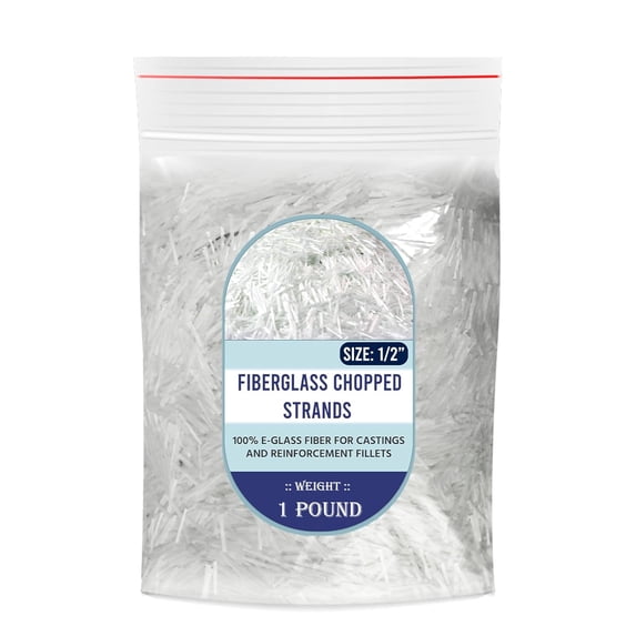 1/2" Chopped Glass Fiber Strands - 1 Pound 100% E-Glass Fiber - High Quality Fiberglass Fiber for Filler Reinforcement - Compatible with Epoxy, Vinyl Ester, and Polyester Resin System