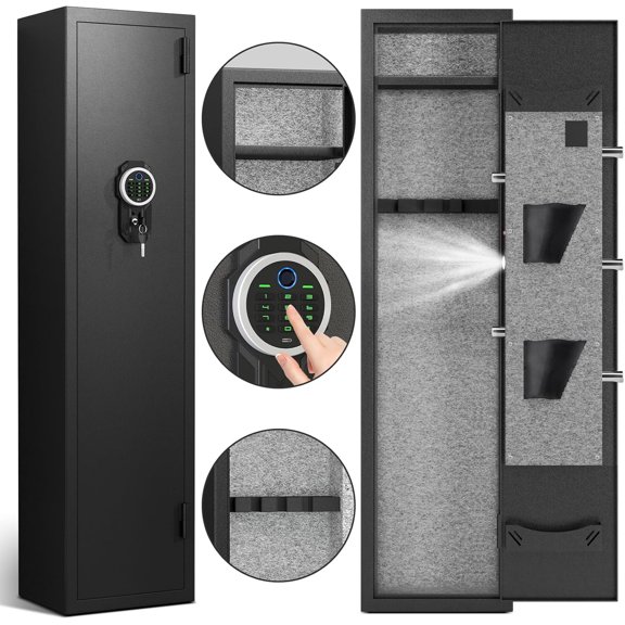 Omethey Fireproof Gun Safe with Digital Lock, Backlit Keypad, LED Light ...