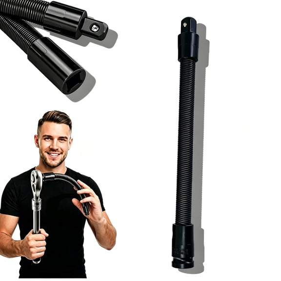 1/2" Flexible Extension Bar 14in – 360° Reach for Socket & Ratchet Wrenches, Torque Extender