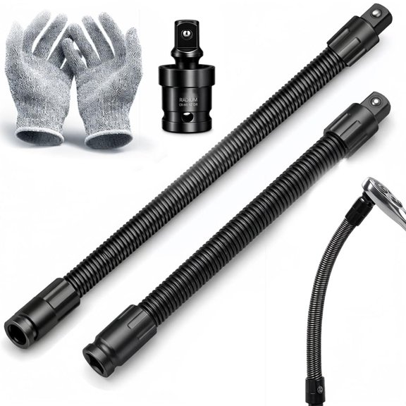 1/2 Flexible Shaft Extension Extender Torque Socket, 360° Bendable Flex Shaft for Ratchet Spanners & Electric Wrenches, Tool for Tight Spaces & Auto Repair