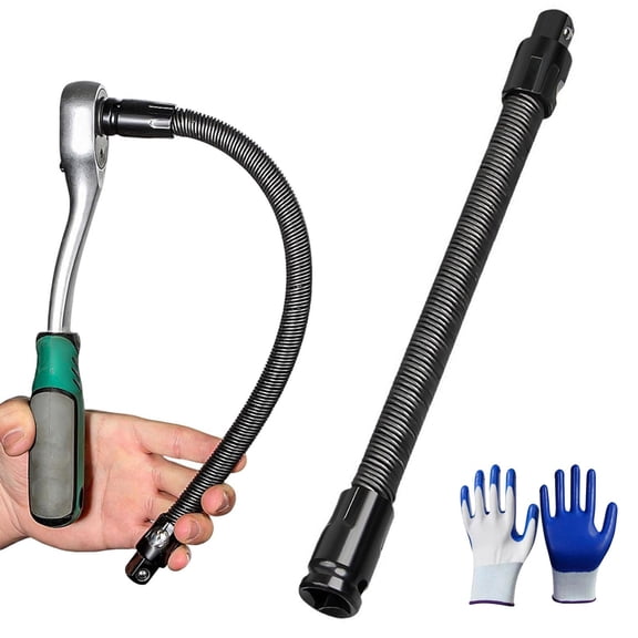 1/2 Flexible Shaft Extension Extender Torque Socket, 360° Bendable Ratchet Spanners Electric Wrench Connecting Rod, Heavy-Duty Flex Drive Extender, 250mm and 350mm, for Hard to Reach