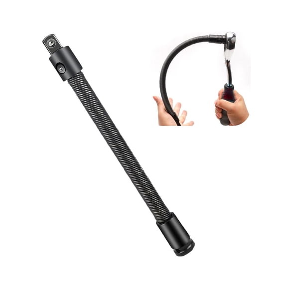 1/2 Flexible Shaft Extension Extender Torque Socket, 9.8/13.8 Inch Spring Shaft Extension, Compatible With Ratchet And Electric Wrench, Flexible Adapter For Tight Spaces, Automotive And Diy Use