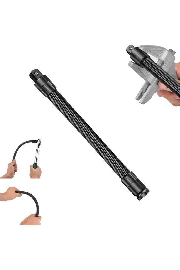 1/2 Flexible Shaft Extension Extender Torque Socket, Bendable Connecting Rod Bar for Impact Wrench Ratchet, 360° Spring Steel Hand Tool for Hard to Reach Tight Spaces & Automotive Repair(35cm)