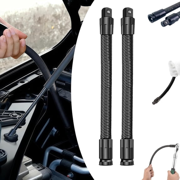 1/2 Flexible Shaft Extension Extender Torque Socket, Electric Wrench Connecting Rod, Ratchet Spanners Flex Reach Extension Bar, Portable Tool for Automotive Repair & Maintenance (9.8In-2Pcs)