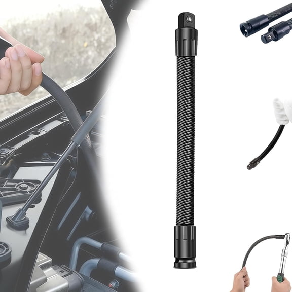 1/2 Flexible Shaft Extension Extender Torque Socket, Electric Wrench Connecting Rod, Ratchet Spanners Flex Reach Extension Bar, Portable Tool for Automotive Repair & Maintenance (9.8In-1Pc)