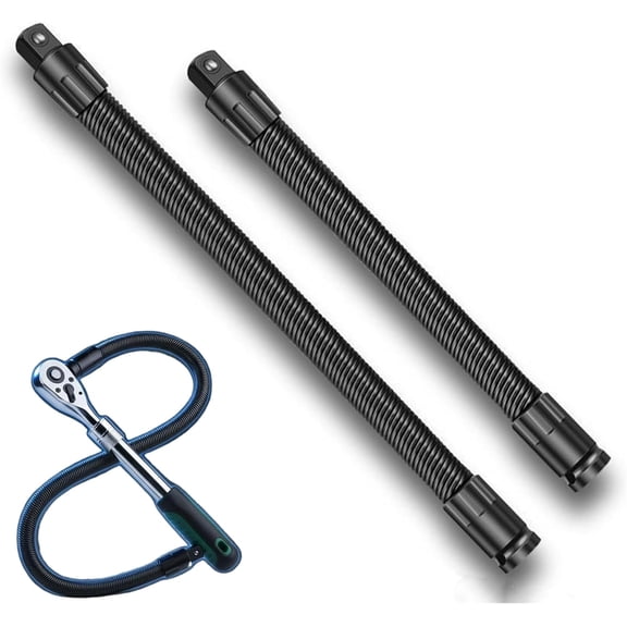1/2 Flexible Shaft Extension Extender Torque Socket, Flexible Socket Extension Bar 13.8inch, Ratchet Spanners Electric Wrench Connecting Rod, Flex Reach Extensions Bar for Outlets (250mm+350mm)