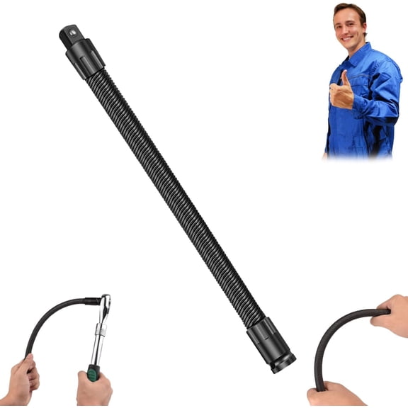 1/2 Flexible Shaft Extension Extender Torque Socket, Ratchet Spanners Electric Wrench Connecting Rod, 13.7inch Flexible Socket Extension Bar, Flex Reach Extensions Bar for Outlets (350mm)