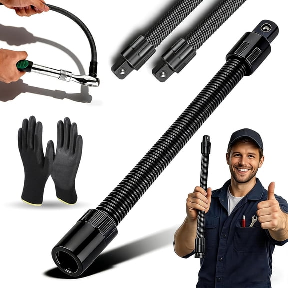 1/2 Flexible Shaft Extension Extender Torque Socket, Ratchet Spanners Electric Wrench Connecting Rod, Flex Reach Extensions Bar for Outlets, Portable Hand Drive Tool for Automotive (250mm)