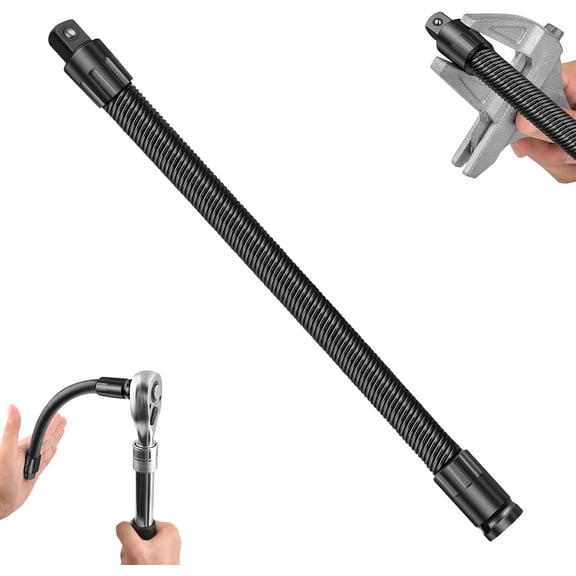 1/2 Flexible Shaft Extension Extender Torque Socket Ratchet Spanners Electric Wrench Connecting Rod, Portable Flexible Socket Extension for Automotive Repair & Tight Spaces (250MM)